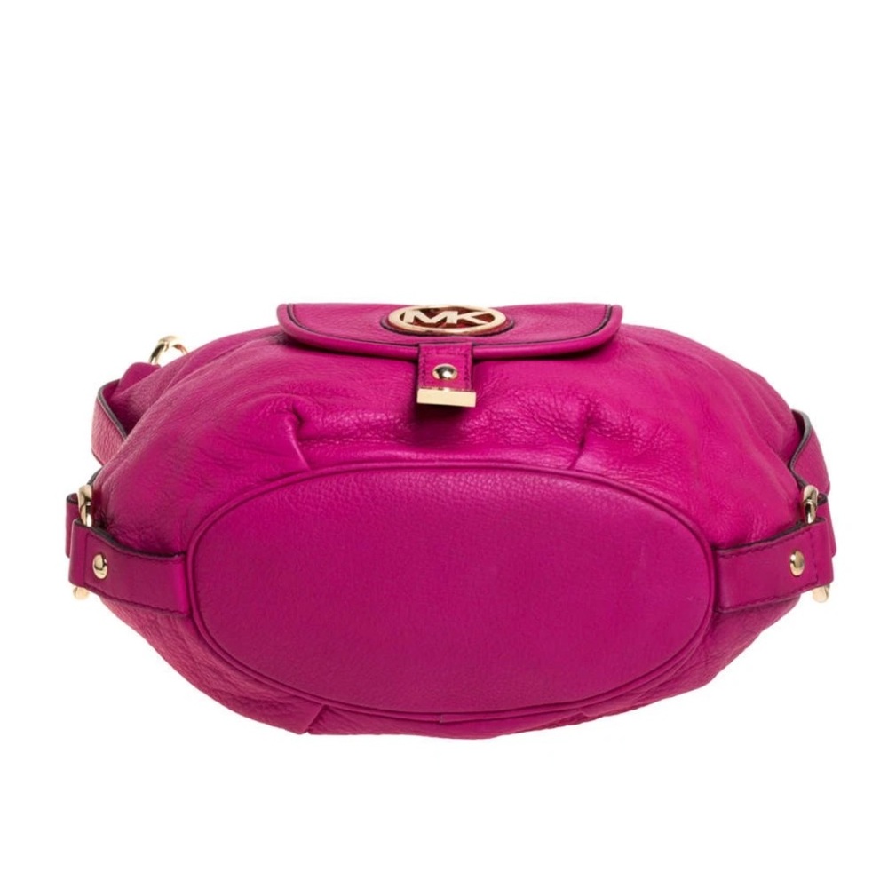 Michael Kors Pink Fulton hobo bag w/ pebbled leather & gold-tone hardware. - Picture 7 of 11